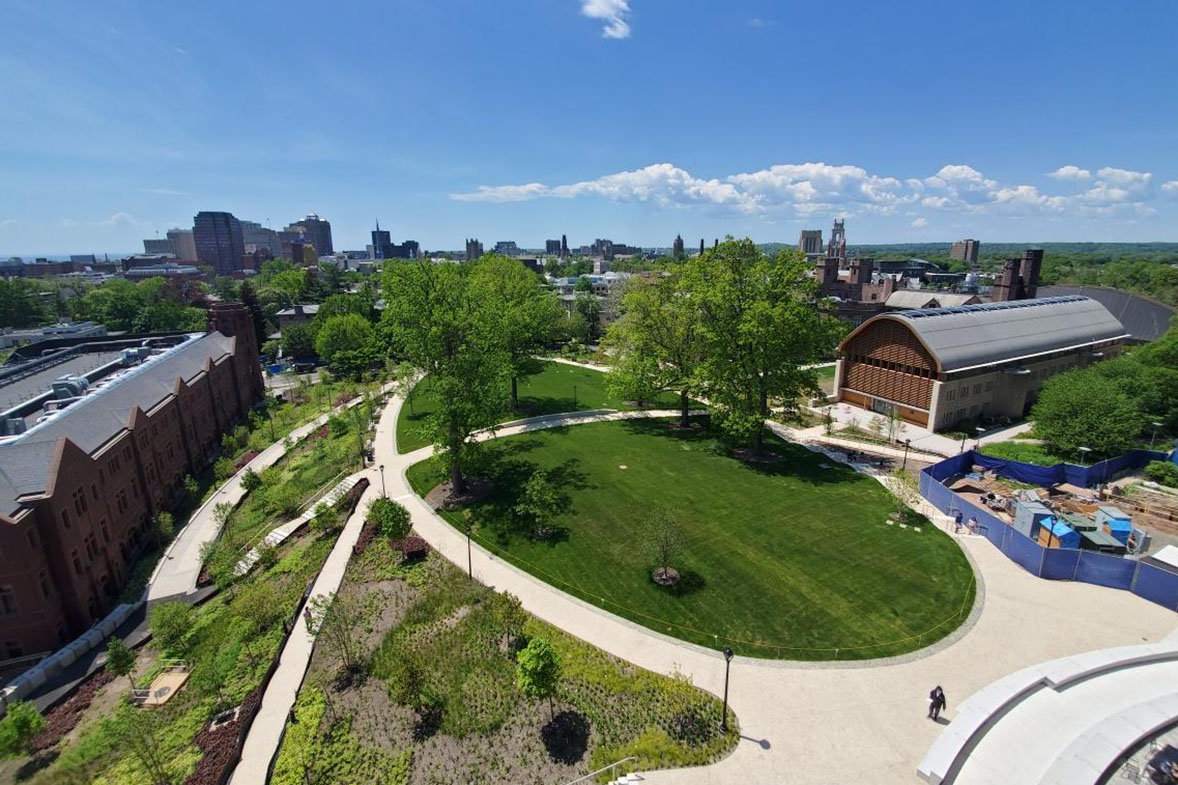 Aerial view of Sachem's Wood on Science Hill, Yale University, photo courtesy of Gilbane Building Company