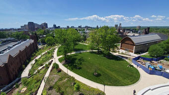 Aerial view of Sachem's Wood on Science Hill, Yale University, photo courtesy of Gilbane Building Company