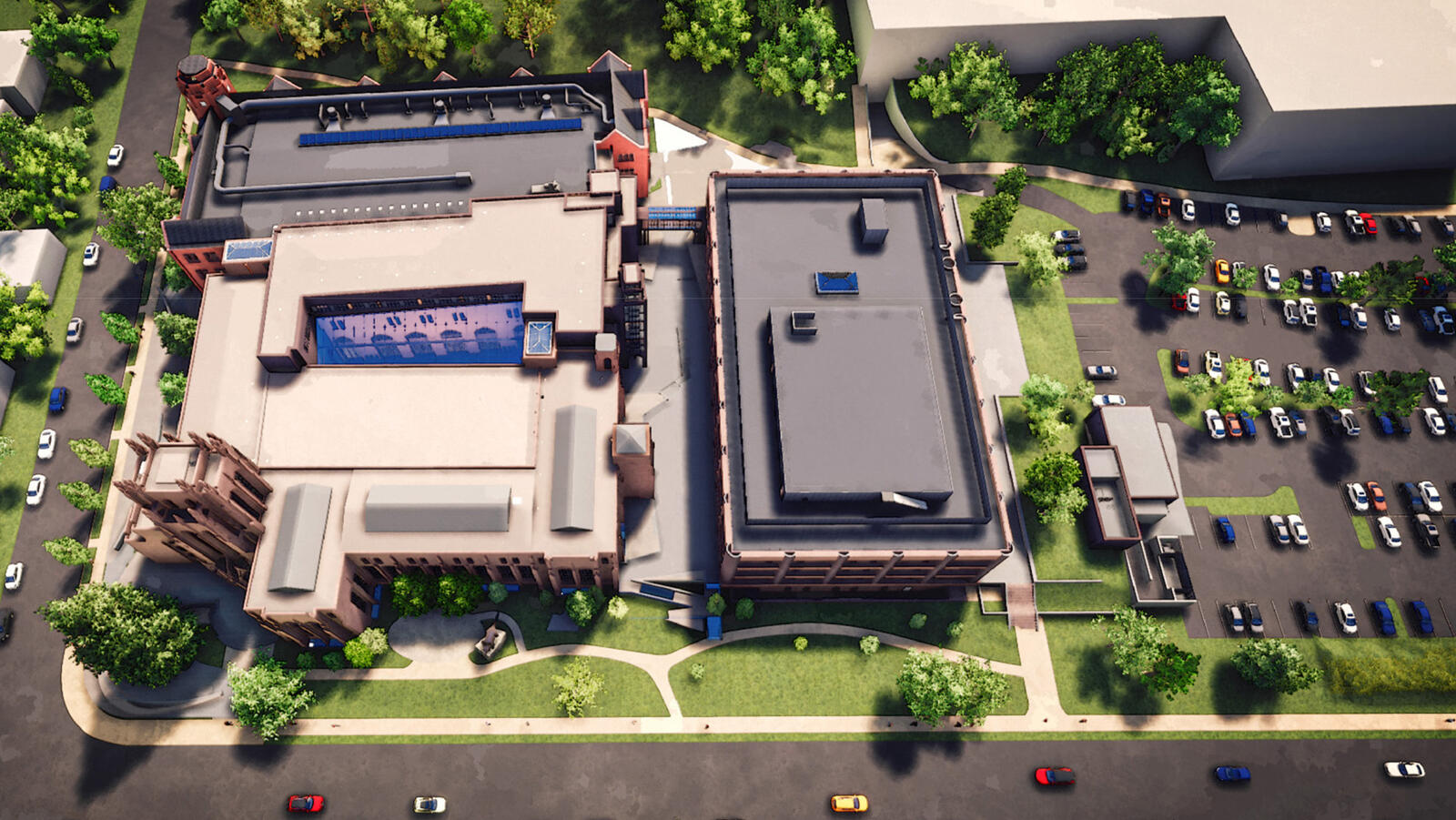 Rendering showing an aerial perspective of the new Yale Peabody Museum